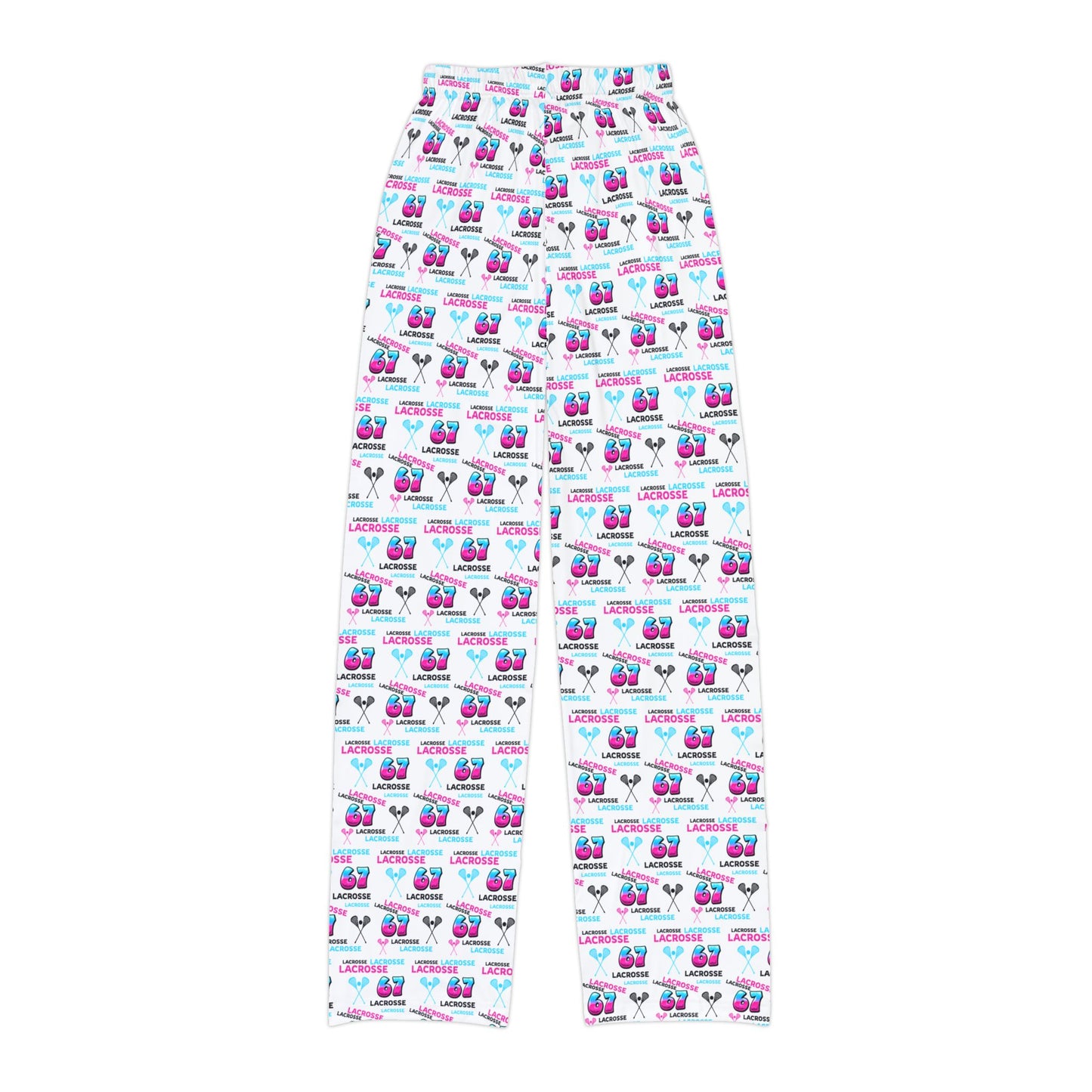 Youth Lacrosse "67" Lounge Pants/ Pajama Bottoms (White)