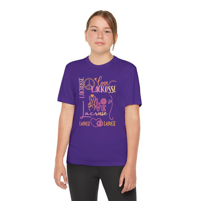 Youth Girls "Peace, Love, & Lacrosse" Competitor Graphic Tee