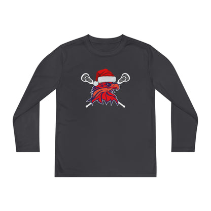 Youth Bayhawks Santa Lounge Shirt (White Lax Sticks)