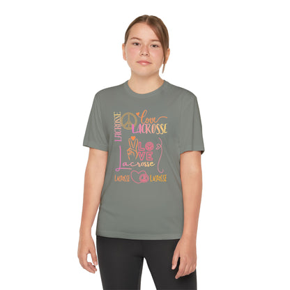 Youth Girls "Peace, Love, & Lacrosse" Competitor Graphic Tee
