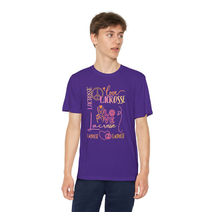 Youth Girls "Peace, Love, & Lacrosse" Competitor Graphic Tee