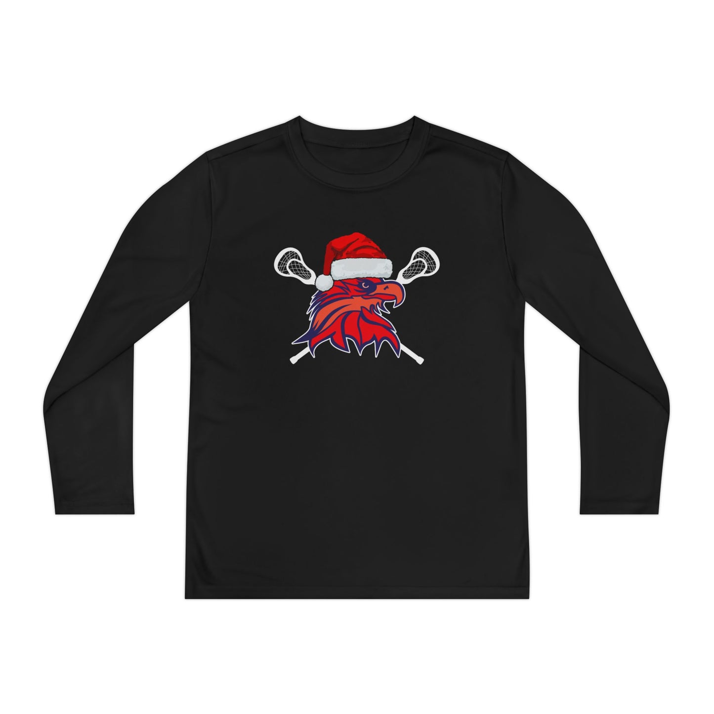 Youth Bayhawks Santa Lounge Shirt (White Lax Sticks)