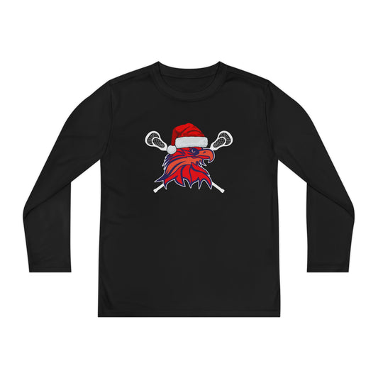 Youth Bayhawks Santa Lounge Shirt (White Lax Sticks)