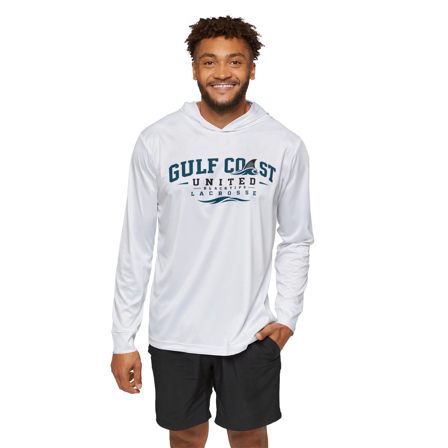 Gulf Coast United Blacktips White UPF Long Sleeved Hoodie