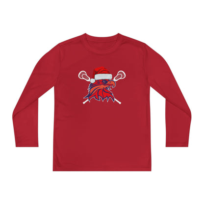 Youth Bayhawks Santa Lounge Shirt (White Lax Sticks)