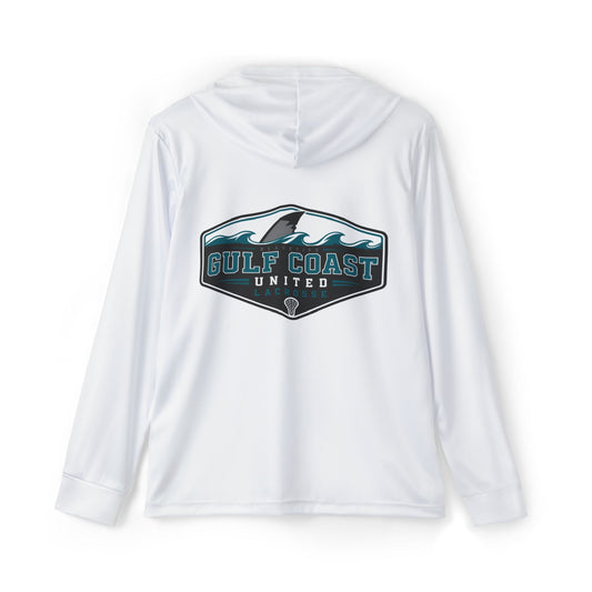 Gulf Coast United Emblem White UPF Long Sleeved Hoodie