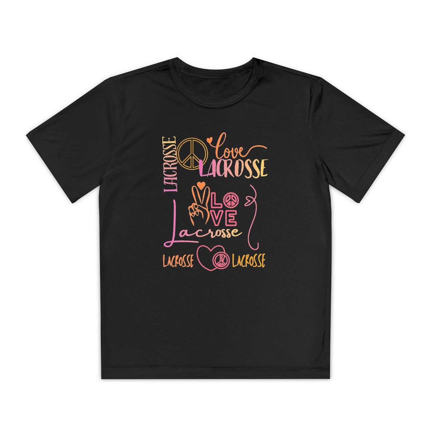 Youth Girls "Peace, Love, & Lacrosse" Competitor Graphic Tee