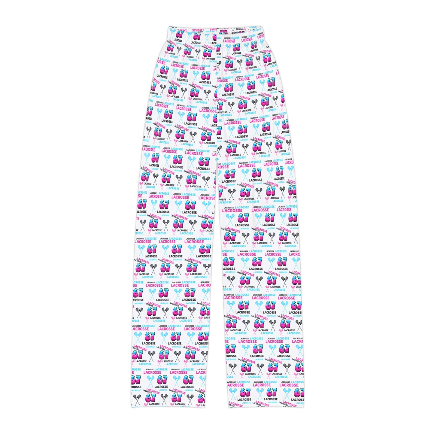 Youth Lacrosse "67" Lounge Pants/ Pajama Bottoms (White)