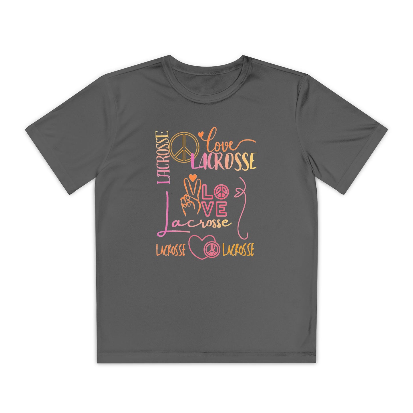 Youth Girls "Peace, Love, & Lacrosse" Competitor Graphic Tee