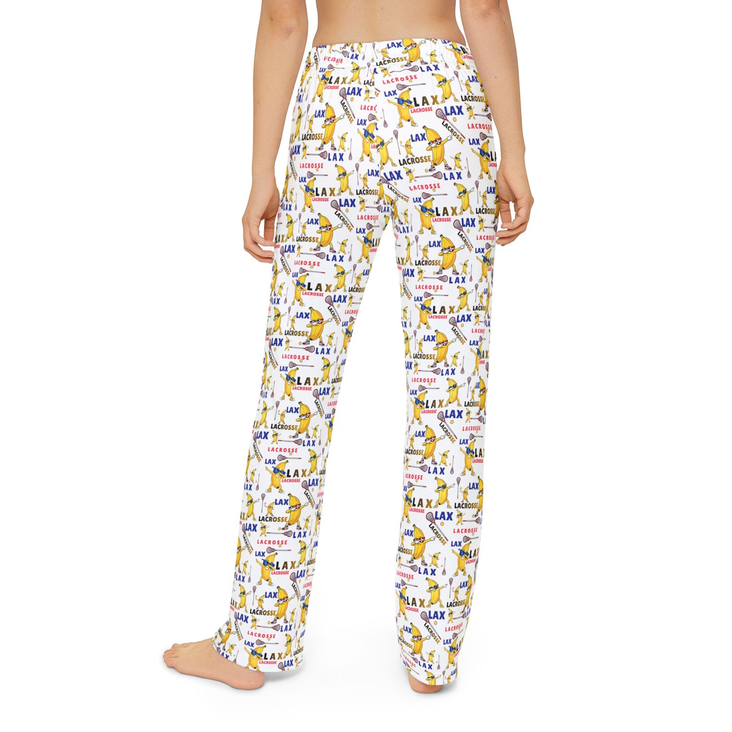 Youth Lacrosse "Go Bananas" Lounge Pants/ Pajama Bottoms (White)