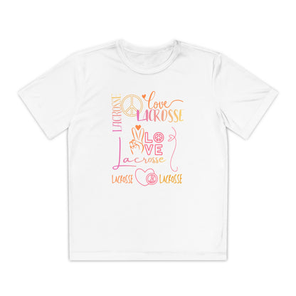 Youth Girls "Peace, Love, & Lacrosse" Competitor Graphic Tee
