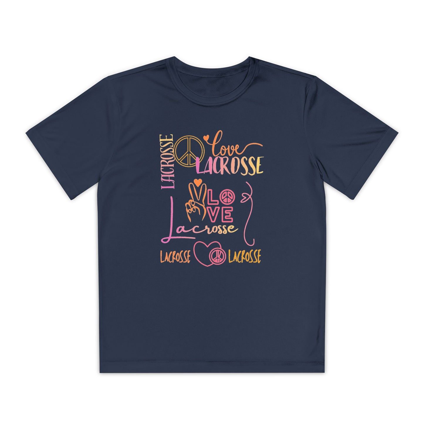 Youth Girls "Peace, Love, & Lacrosse" Competitor Graphic Tee
