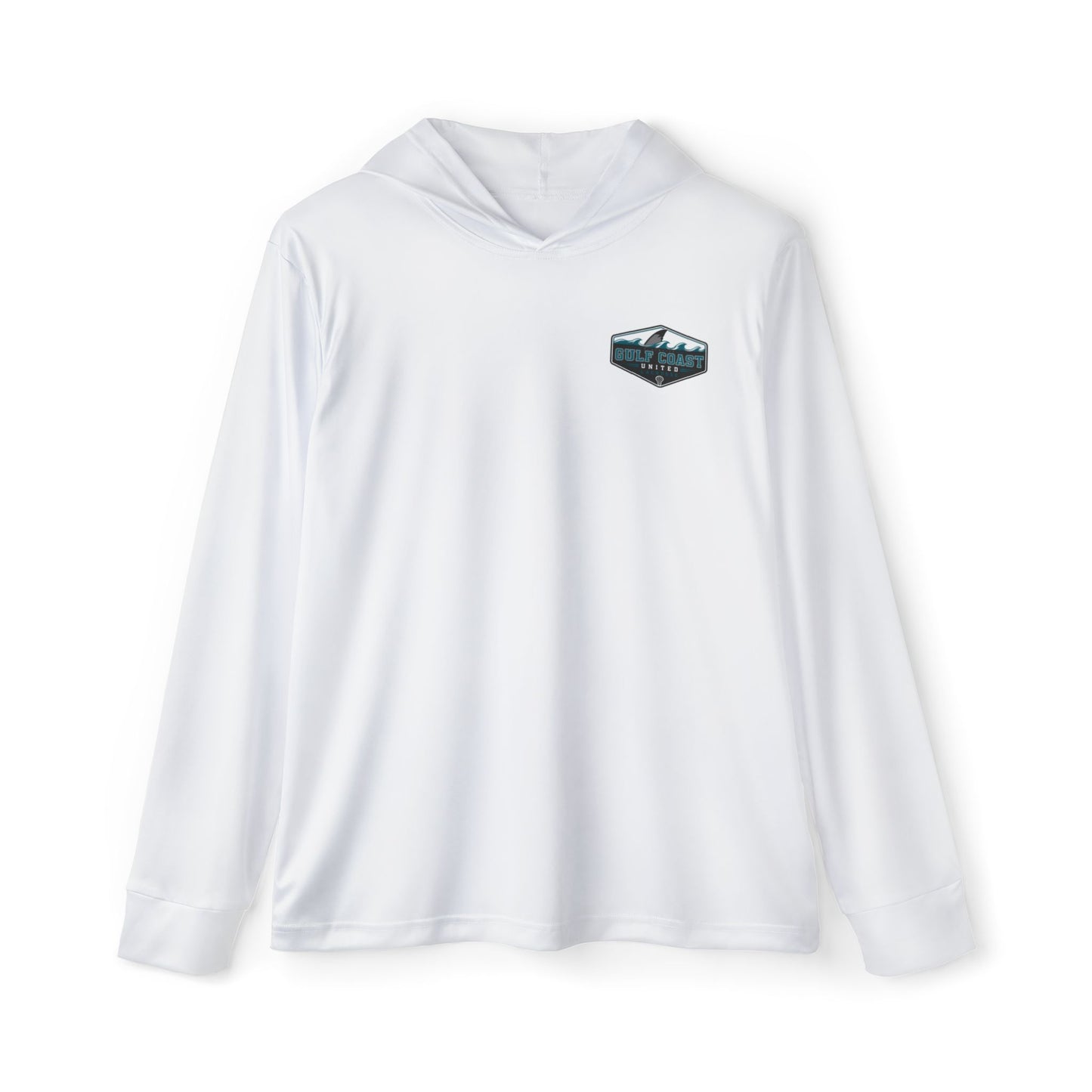 Gulf Coast United Emblem White UPF Long Sleeved Hoodie