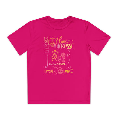 Youth Girls "Peace, Love, & Lacrosse" Competitor Graphic Tee
