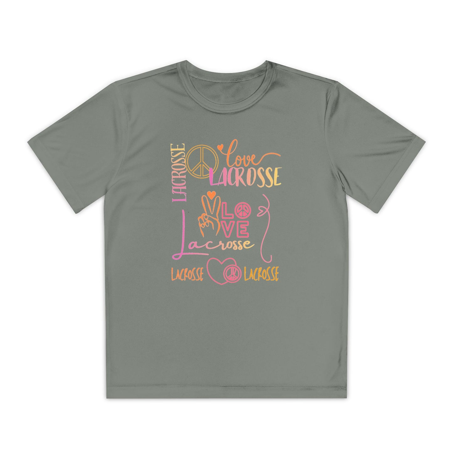 Youth Girls "Peace, Love, & Lacrosse" Competitor Graphic Tee
