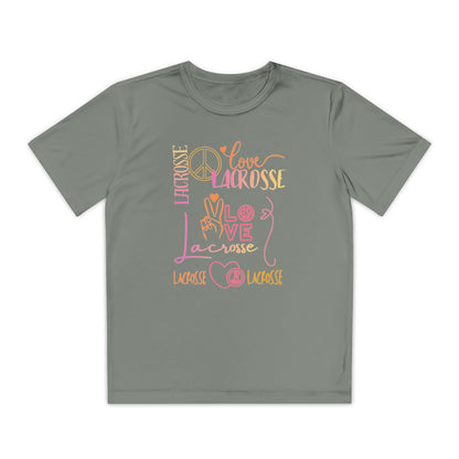 Youth Girls "Peace, Love, & Lacrosse" Competitor Graphic Tee