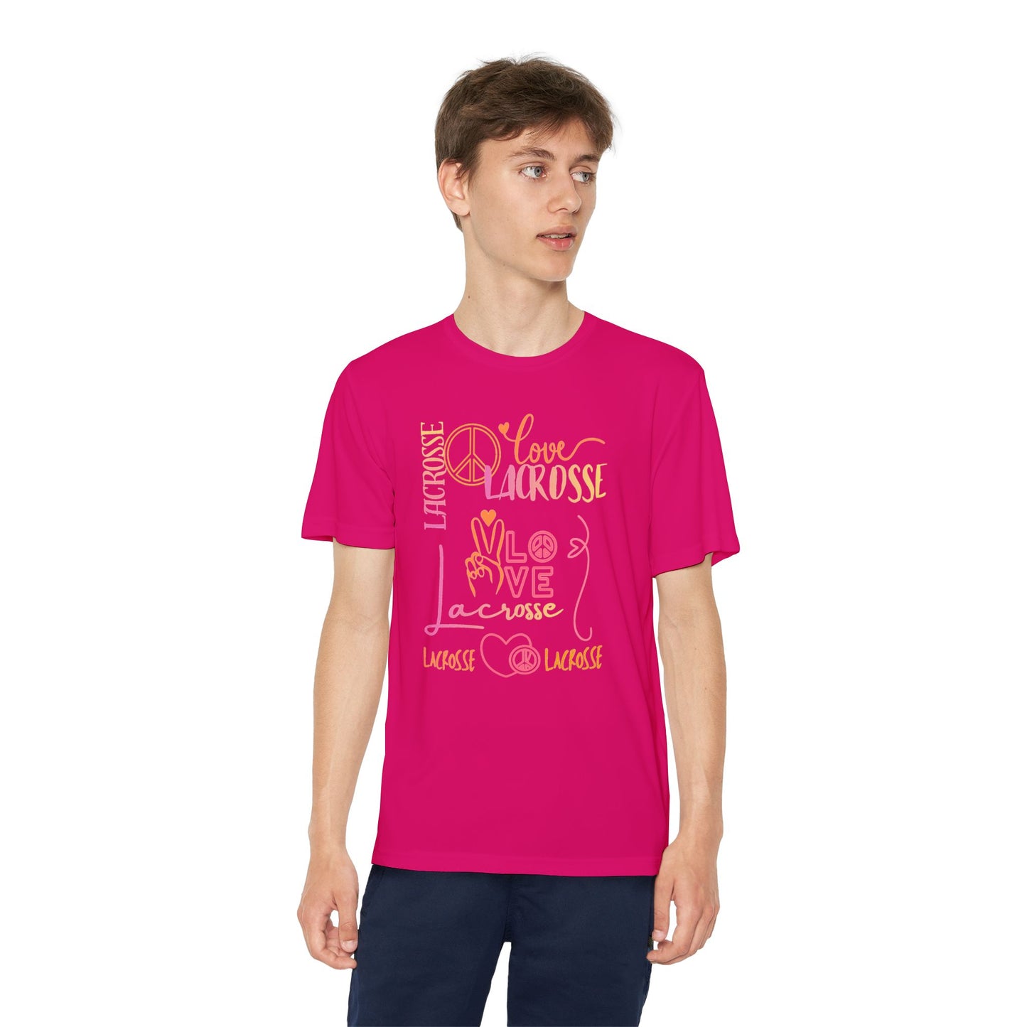 Youth Girls "Peace, Love, & Lacrosse" Competitor Graphic Tee