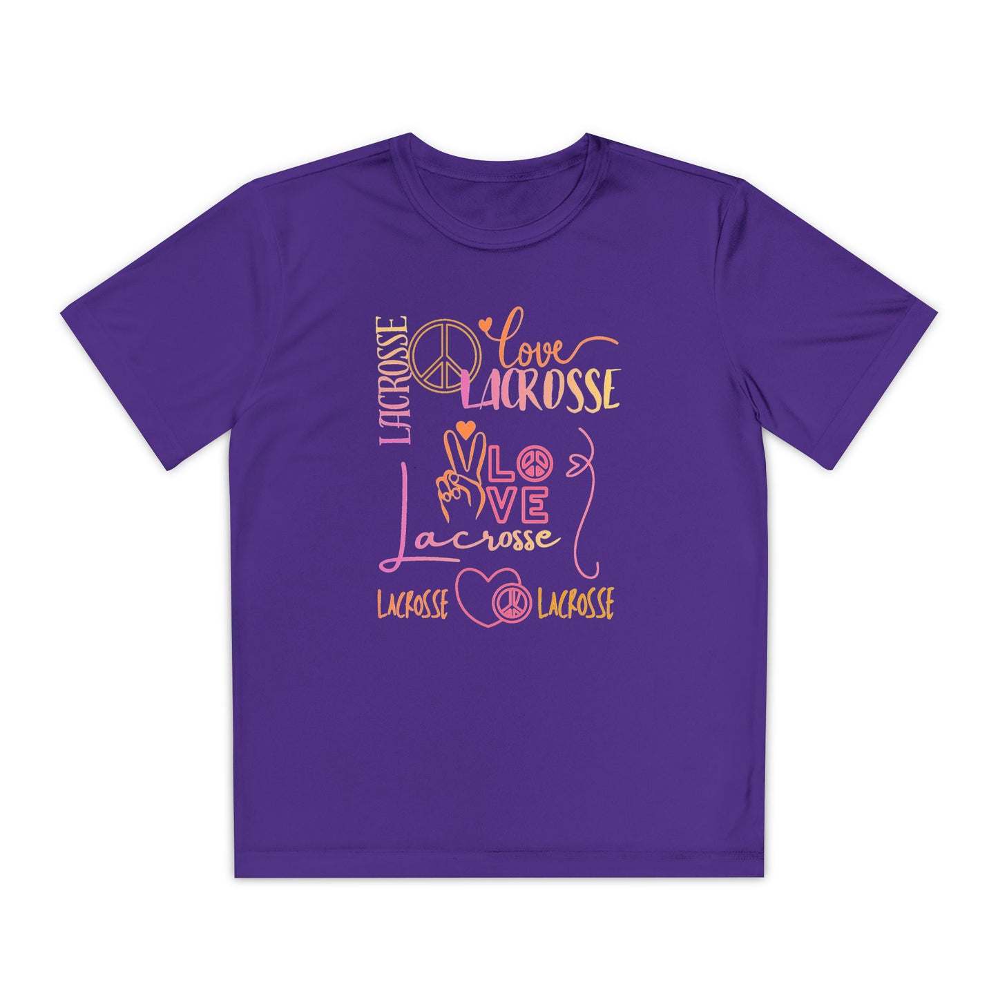Youth Girls "Peace, Love, & Lacrosse" Competitor Graphic Tee
