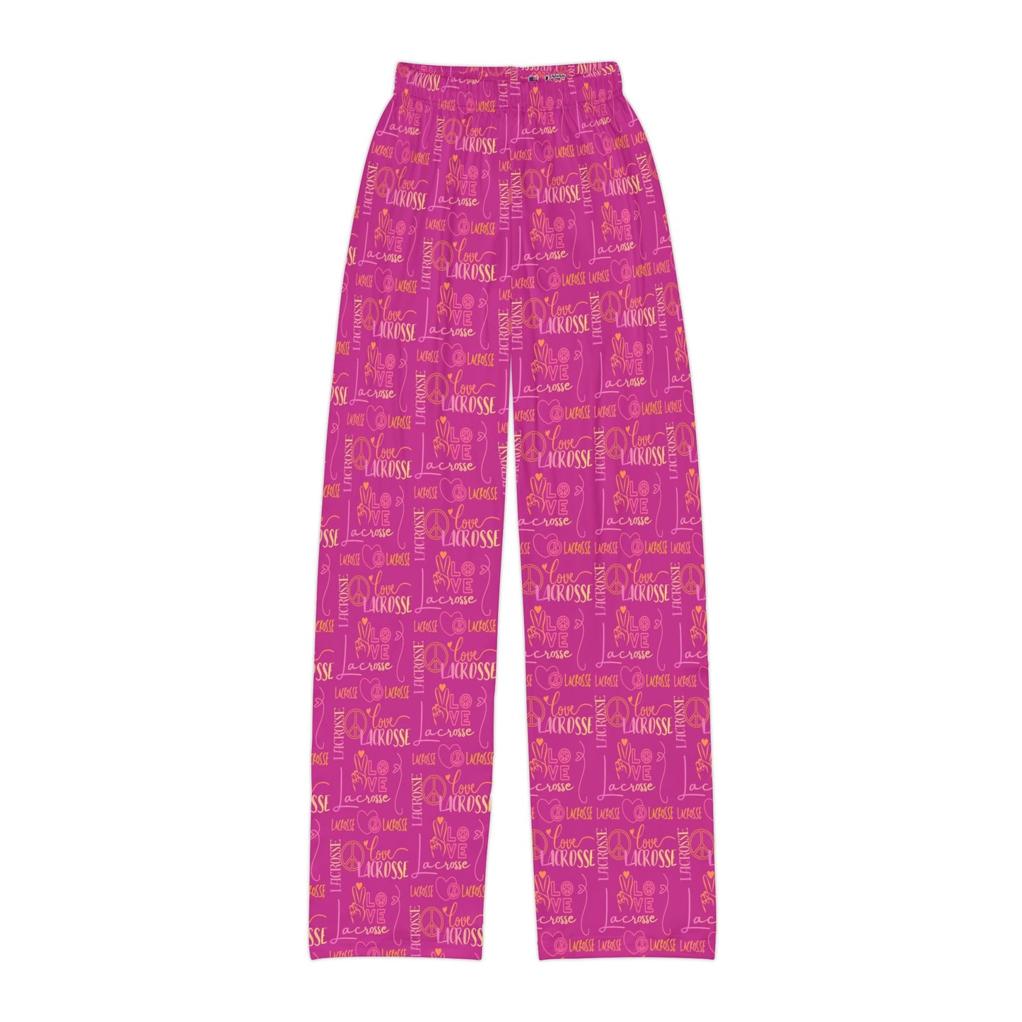 Girls "Peace, Love, & Lacrosse" Lounge Pants/ Pajama Bottoms (Pink)