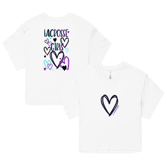 Womens Lacrosse Girls Heart Crop Top  -  by Alpha Nova Threads